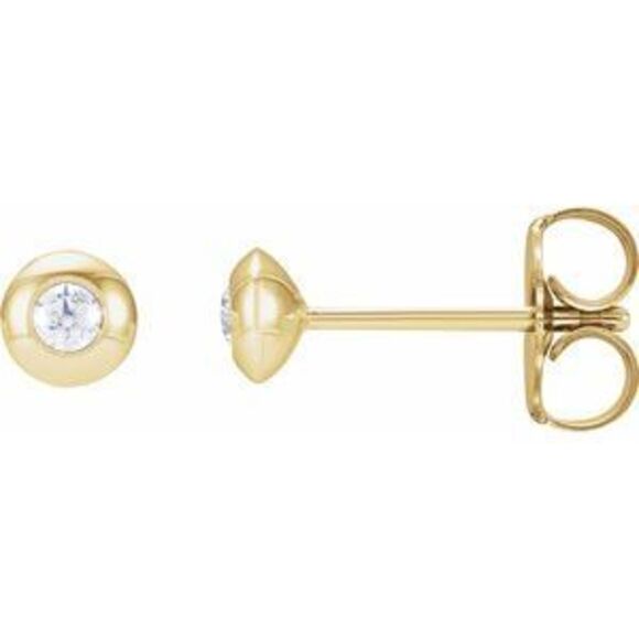 Kazi Luxury 14K Yellow Gold .06 CTW Natural Diamond Domed Bezel-Set Earrings